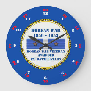 2 BATTLE STARS KOREAN WAR VETERAN LARGE CLOCK
