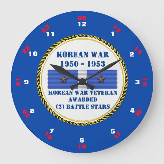 2 BATTLE STARS KOREAN WAR VETERAN LARGE CLOCK (Front)