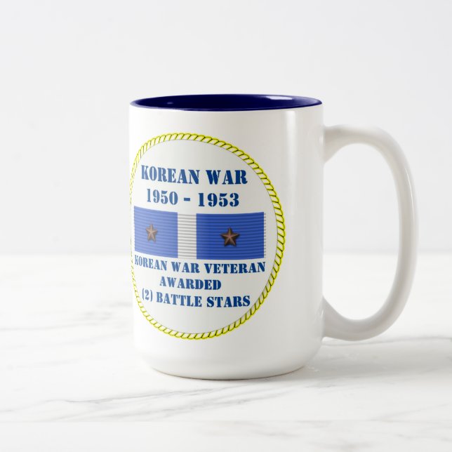 2 BATTLE STARS KOREAN WAR VETERAN Two-Tone COFFEE MUG (Right)