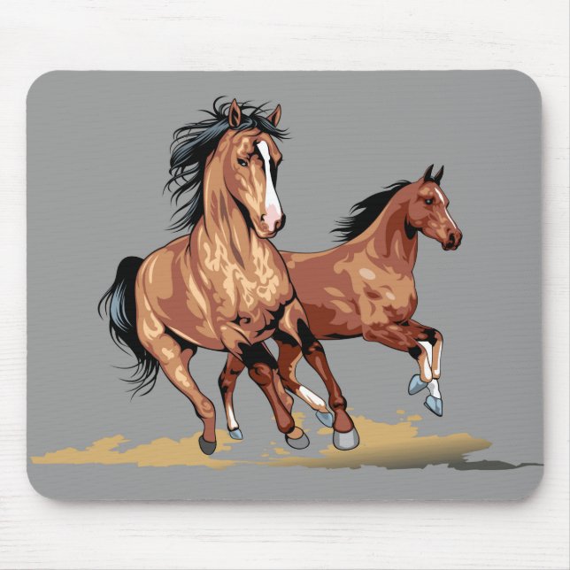 2 Beautiful Horses Running Mouse Mat (Front)