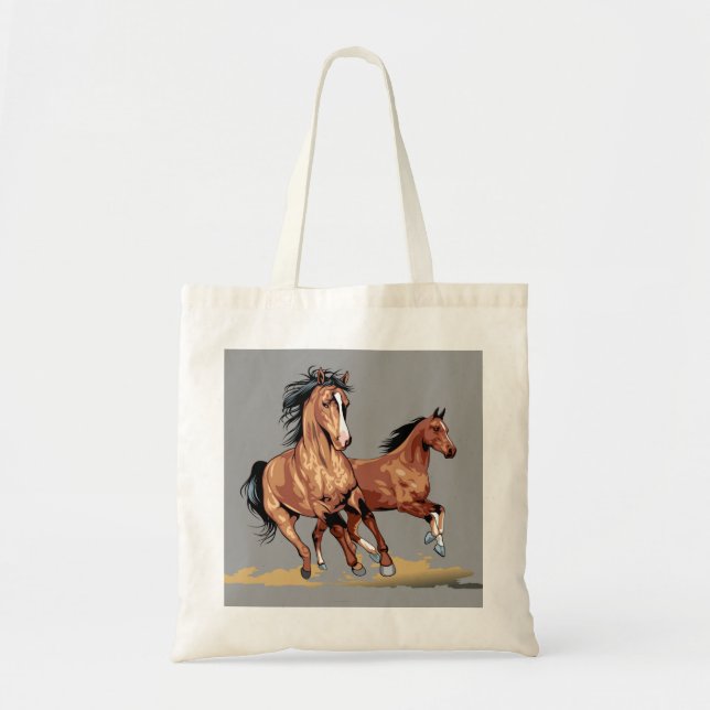 2 Beautiful Horses Running Tote Bag (Front)