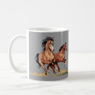 2 Beaux Chevaux Courir Mug Café