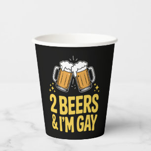 2 Beers & I'm Gay Funny LGBTQ Pride Ally Rainbow Paper Cups