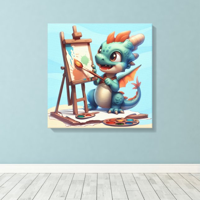 #2 Big Eye Dragon  Canvas Print (Insitu(Wood Floor))