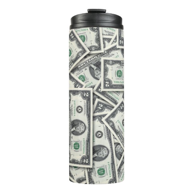 $2 Bill Money Pattern Thermal Tumbler (Front)
