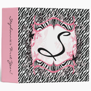 2" Binder Monogram Butterfly Zebra Animal Print Fa