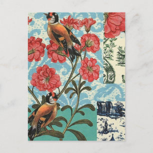 2 birds collage postcard