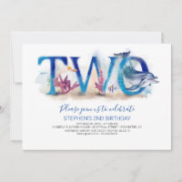 2 Birthday Invitation Ocean Underwater World