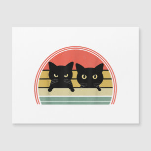 2 Black Cats Peeking Vintage Retro Cat Animal Love