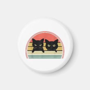 2 Black Cats Peeking Vintage Retro Cat Animal Love Magnet