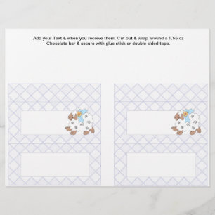 2 Blue Baby Shower Favour Custom Candy Bar Wrapper