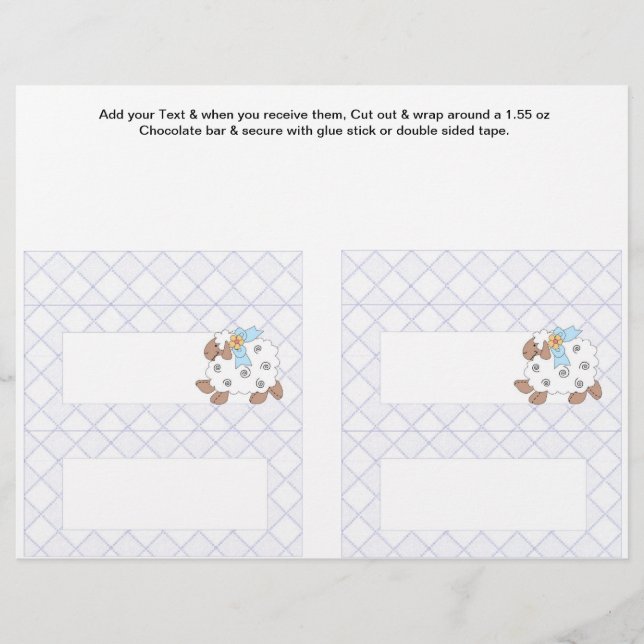 2 Blue Baby Shower Favour Custom Candy Bar Wrapper (Front)