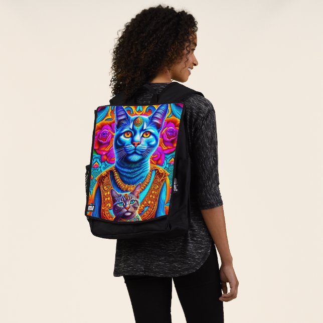 2 blue cats illustration backpack (Worn)
