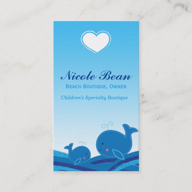 2 Blue Whales Boutique pour enfants Carte de visit (Devant)