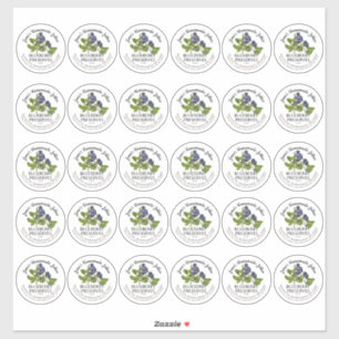 2" Blueberry Jam Mason Jar Lid Label Waterproof