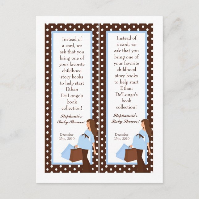 2 Book Marks Blue Mod Mom Polka Dots Invitation Postcard (Front)