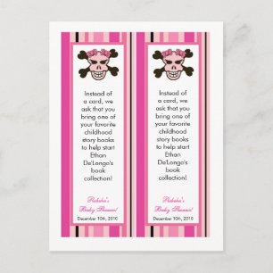 2 Book Marks Girl Pink Punk Rock Skull Crossbones Invitation Postcard
