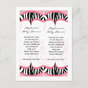 2 Book Marks Girly Butterfly Zebra Print Pattern Invitation Postcard