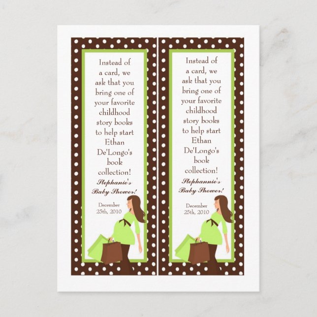 2 Book Marks Green Mod Mom Polka Dots Invitation Postcard (Front)