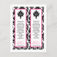 2 Book Marks Hot Pink Black Damask
