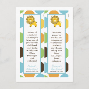 2 Book Marks Jungle King Lion Safari Zoo Animal Invitation Postcard