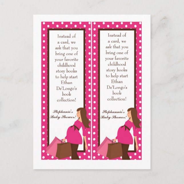 2 Book Marks Pink Mod Mom Polka Dots Invitation Postcard (Front)