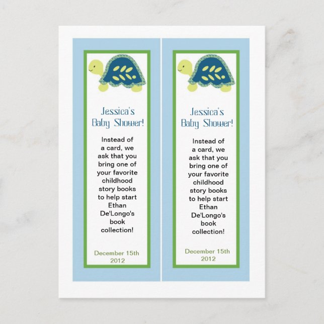 2 Bookmarks Blue Sea Turtles Invitation Postcard (Front)