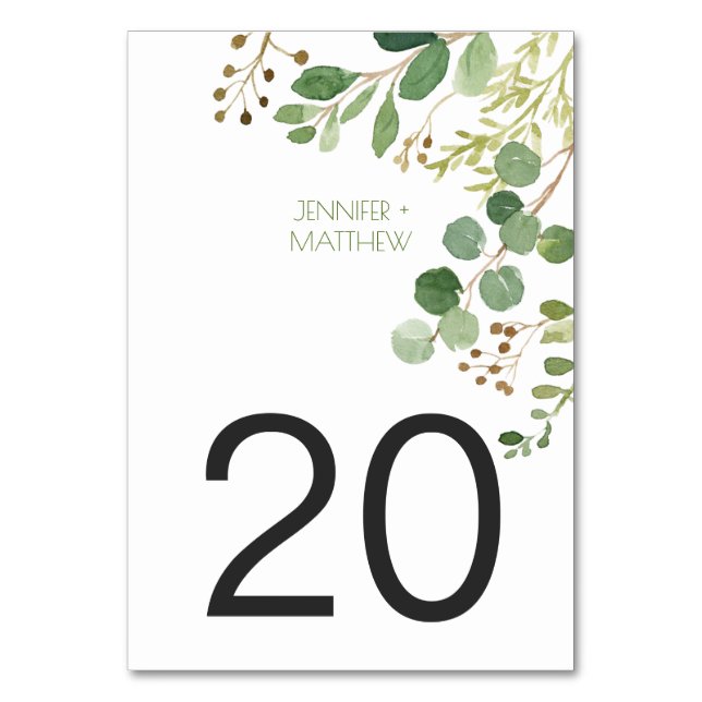 #2 Botanical Dream Rustic Greenery Table Cards (Front)