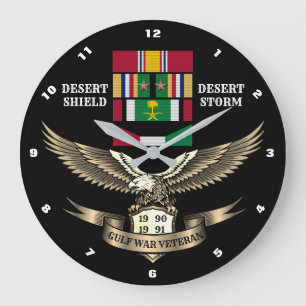2 CAMPAIGN STARS GULF WAR VETERANS LARGE CLOCK