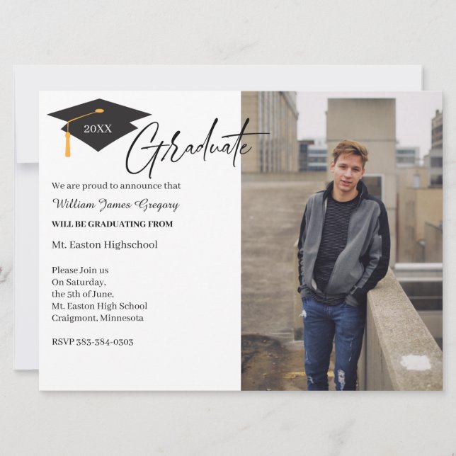 2 Carte de Faire-part minimale pour la graduation  (Devant)
