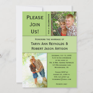 #2 Carte d'invitation de mariage photo bloc vert p