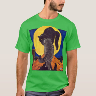 2 Cats Classic Halloween Night Full Moon Creepy Bl T-Shirt