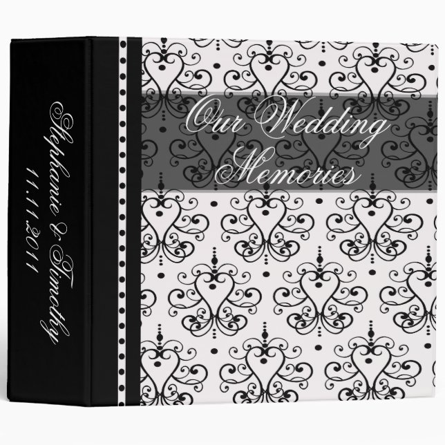 2" Chandelier damask wedding personalized binder (Front/Spine)