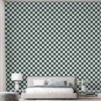 2" Chequerboard Dark Teal Blue & Ivory White