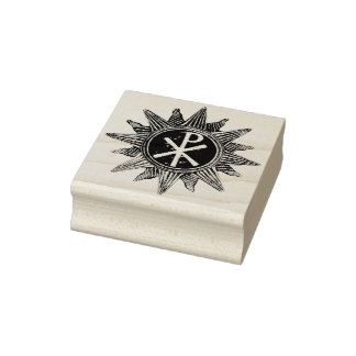 2" Chi Rho Peace Christogram mounted rubber stamp