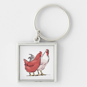 2 Chickens Keychain
