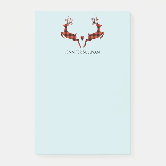 2 Christmas Deer Jumping Rustic Style Post-it Notes (Front)