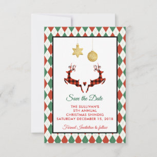 2 Christmas Deer Jumping Save the Date