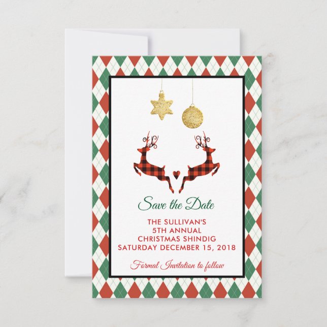 2 Christmas Deer Jumping Save the Date (Front)