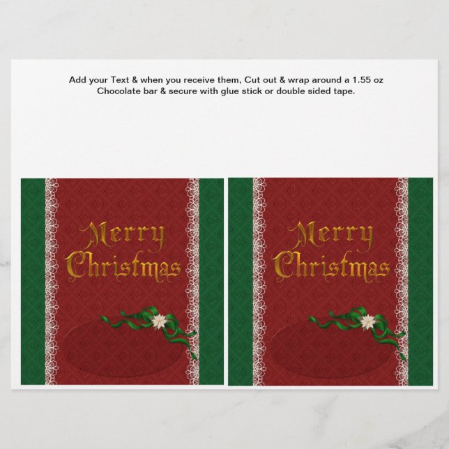 2 Christmas Holiday Custom Candy Bar Wrappers (Front)