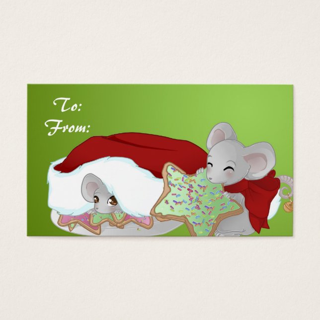 2 Christmas mice Gift tag (Front)