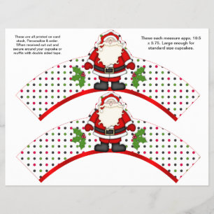 2 Christmas Santa Personalized Cupcake Wrappers
