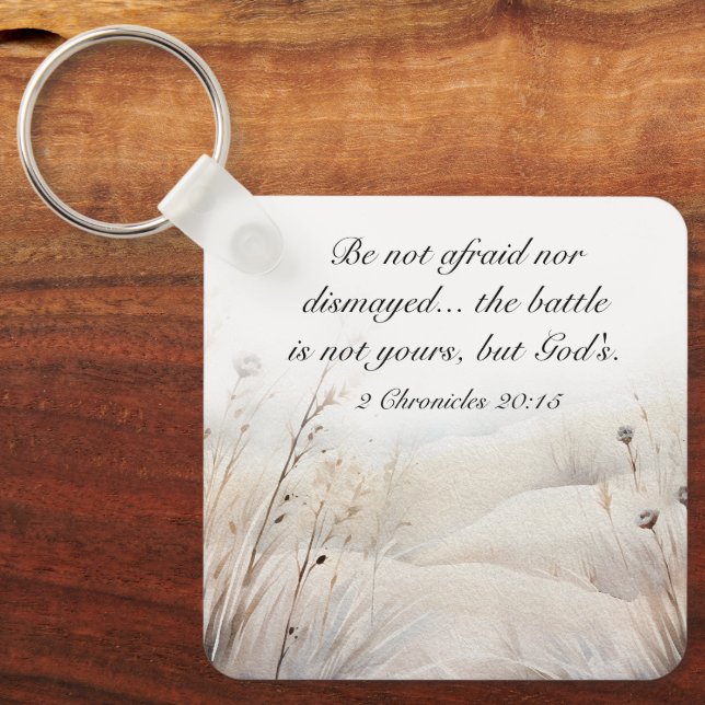 2 Chronicles 20:15 The Battle is God's Bible Verse Keychain (Front)