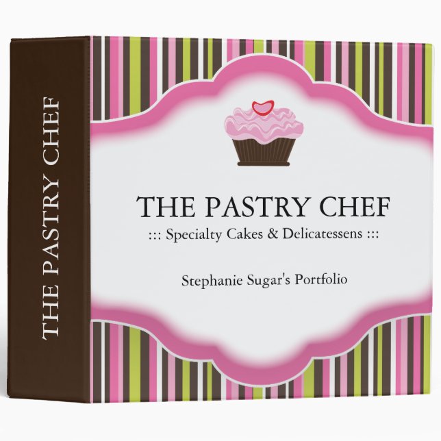 2" classeur de dossier de chef de pâtisserie (Devant/Côté)
