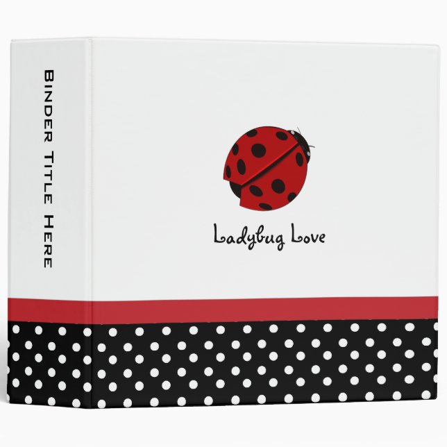 2" classeur personnalisé d'amour de coccinelle (Devant/Côté)