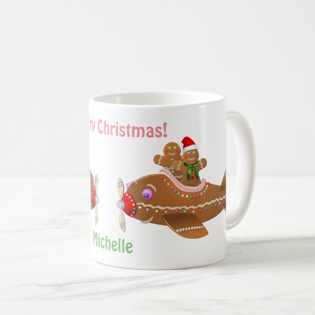 2 Colourful Gingerbread Airplane Cartoons Coffee Mug (Front Right)