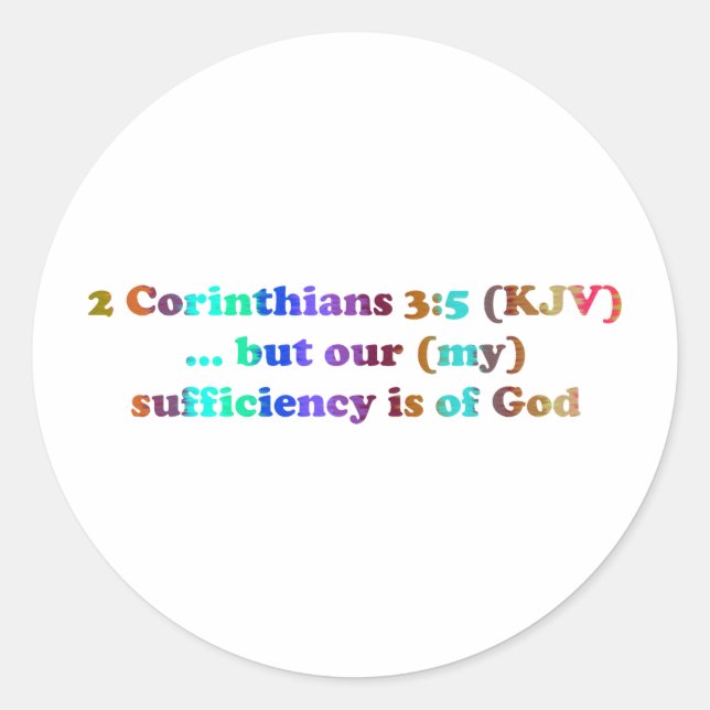 2 Cor 3:5 Corinthians Classic Round Sticker (Front)