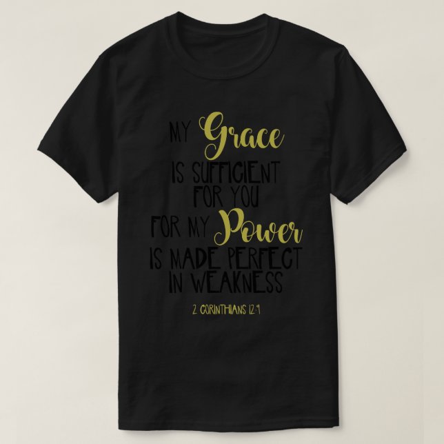 2 Corinthians 129 Bible Scripture Verse Handwritin T-Shirt (Design Front)