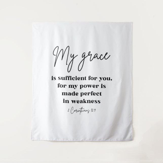 2 Corinthians 12:9 Christian College Dorm Tapestry (Front)