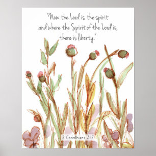 2 Corinthians 3:17 Bible Scripture Wildflowers Poster